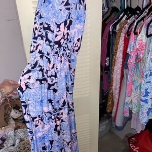 Floral Blue and Pink silk jumpsuit